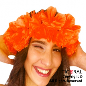 VINCHA TIARA HAWAIANA GRANDE FLUO NARANJA x 1